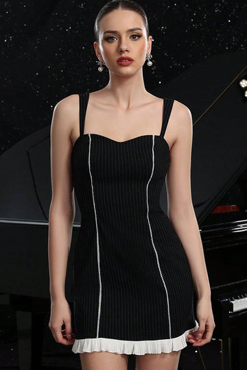 Black Spaghetti Straps Bodycon Cocktail Dress